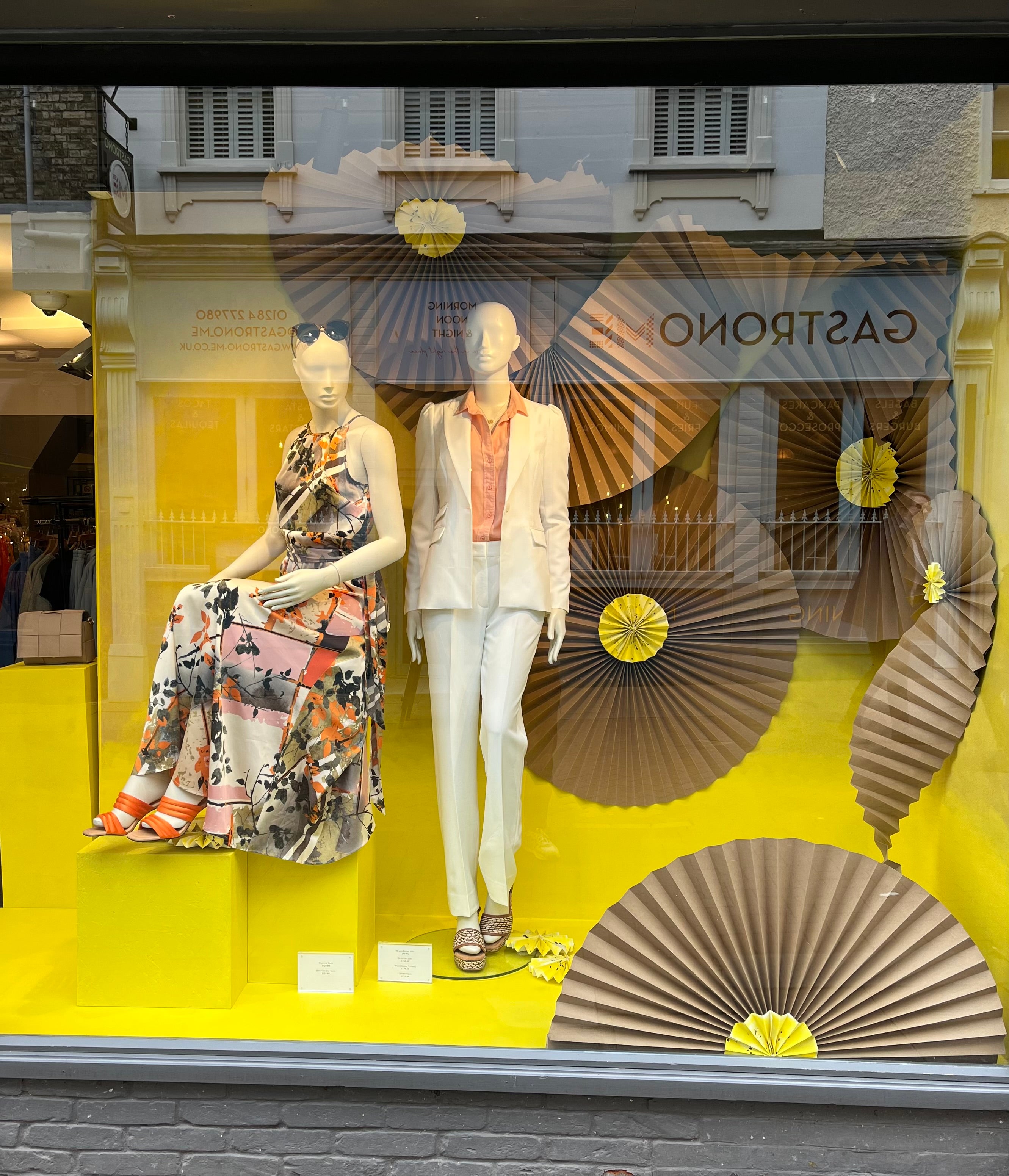 Retail display, shop display, bold window display, fashion, lifestyle
