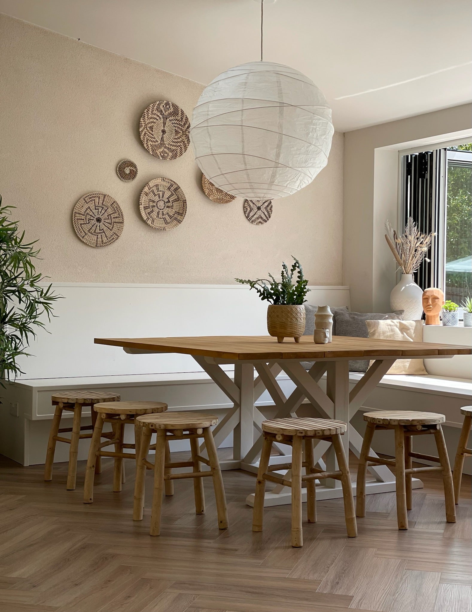 Interior design, neutral and textured dining room