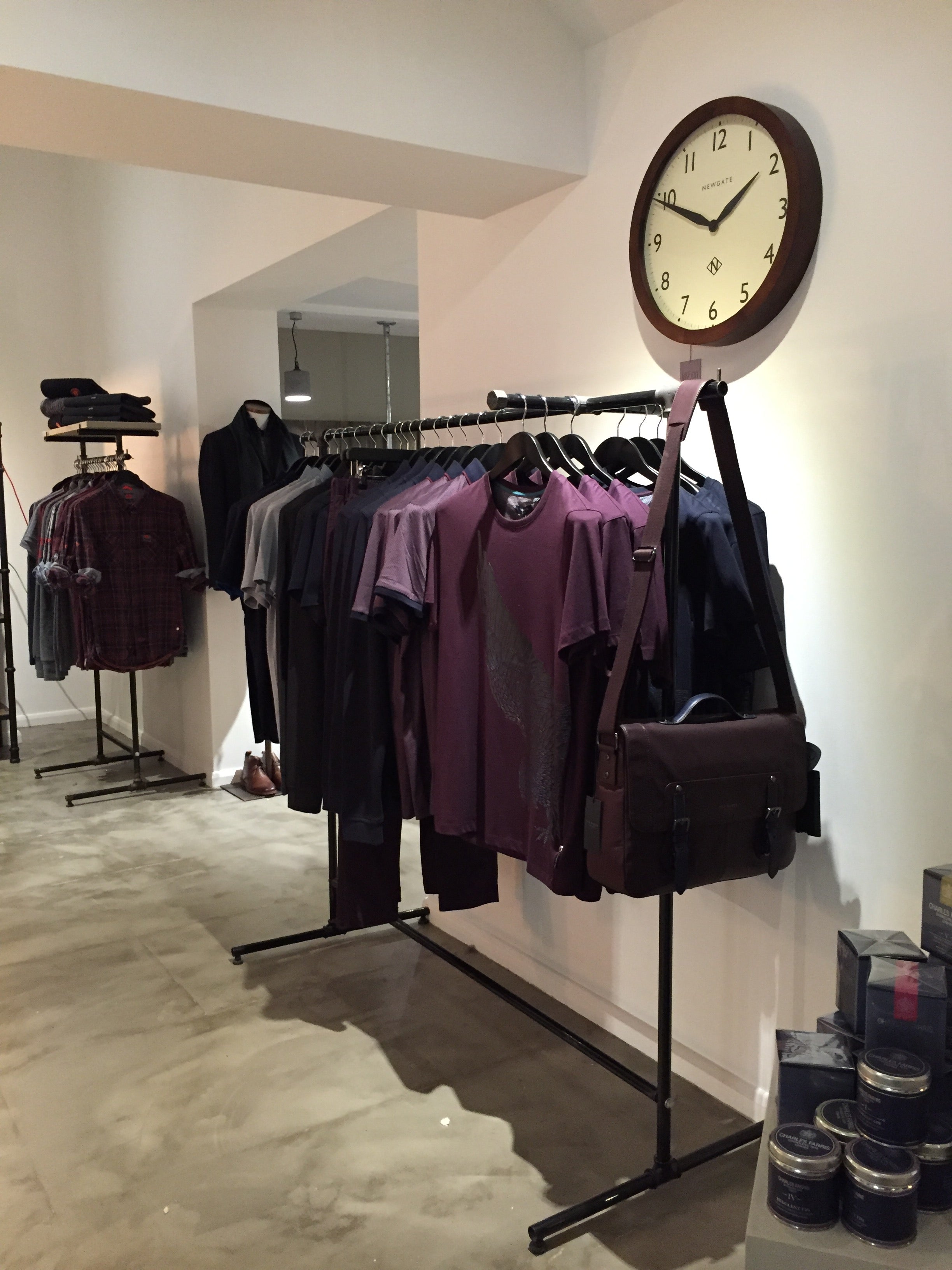 Javelin, sudbury, menswear fashion, customer space, retail interior design, industrial look