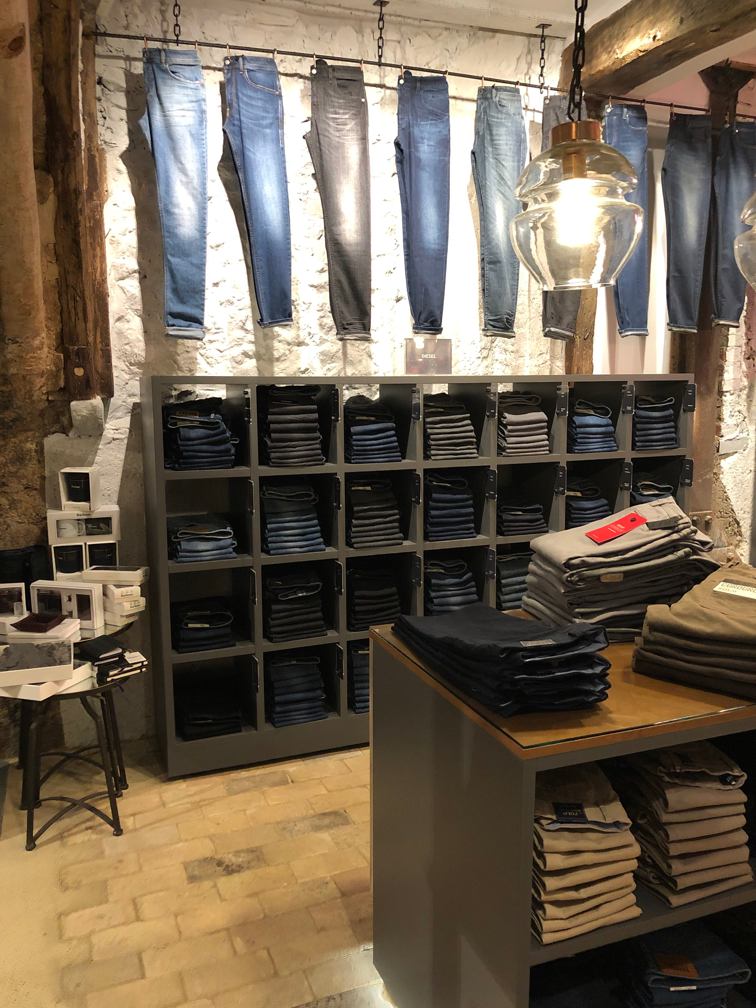 Javelin, mens jeans, denim display, customer space, retail interior design