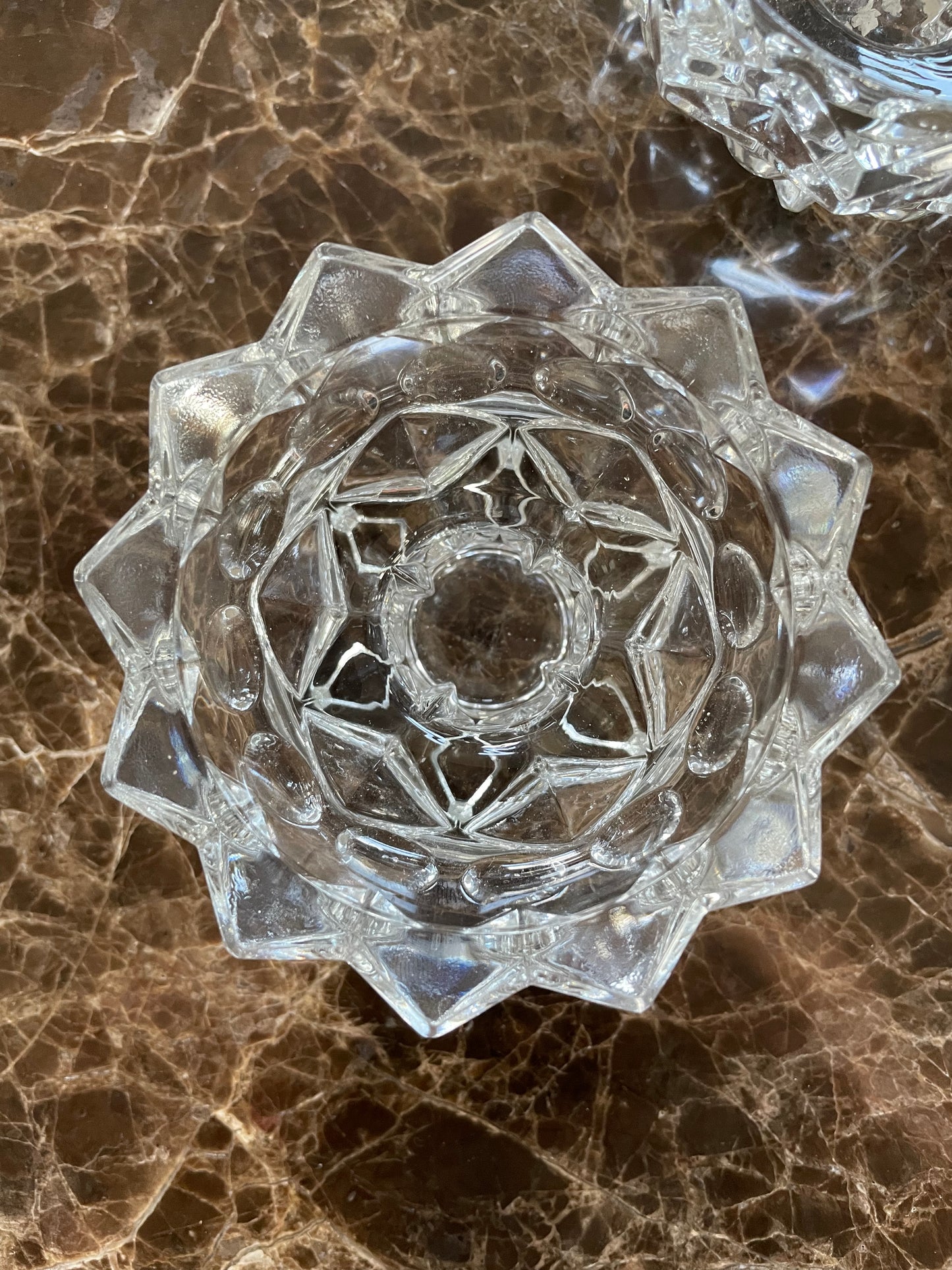 A set of French vintage glass candle holders