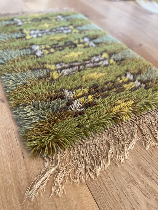 Small Vintage ‘Rya Matta’ / Rya Rug, Shaggy Wool Rug