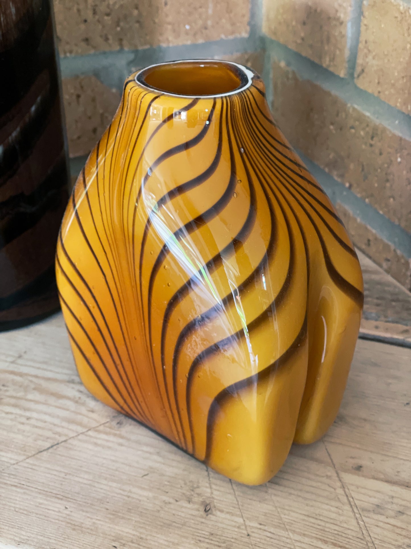 1970s Tiger Stripe Murano Glass Vase
