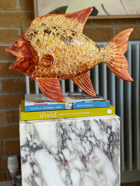Vintage Ceramic Large Koi Statue