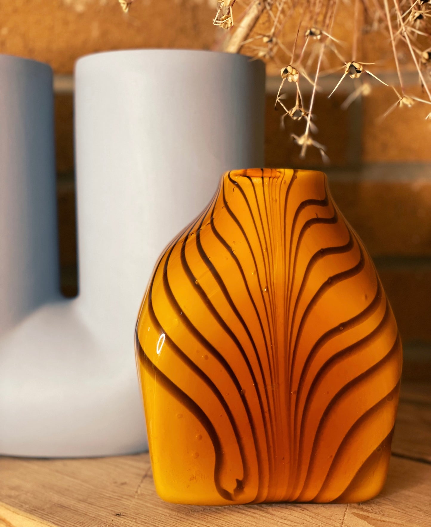 1970s Tiger Stripe Murano Glass Vase