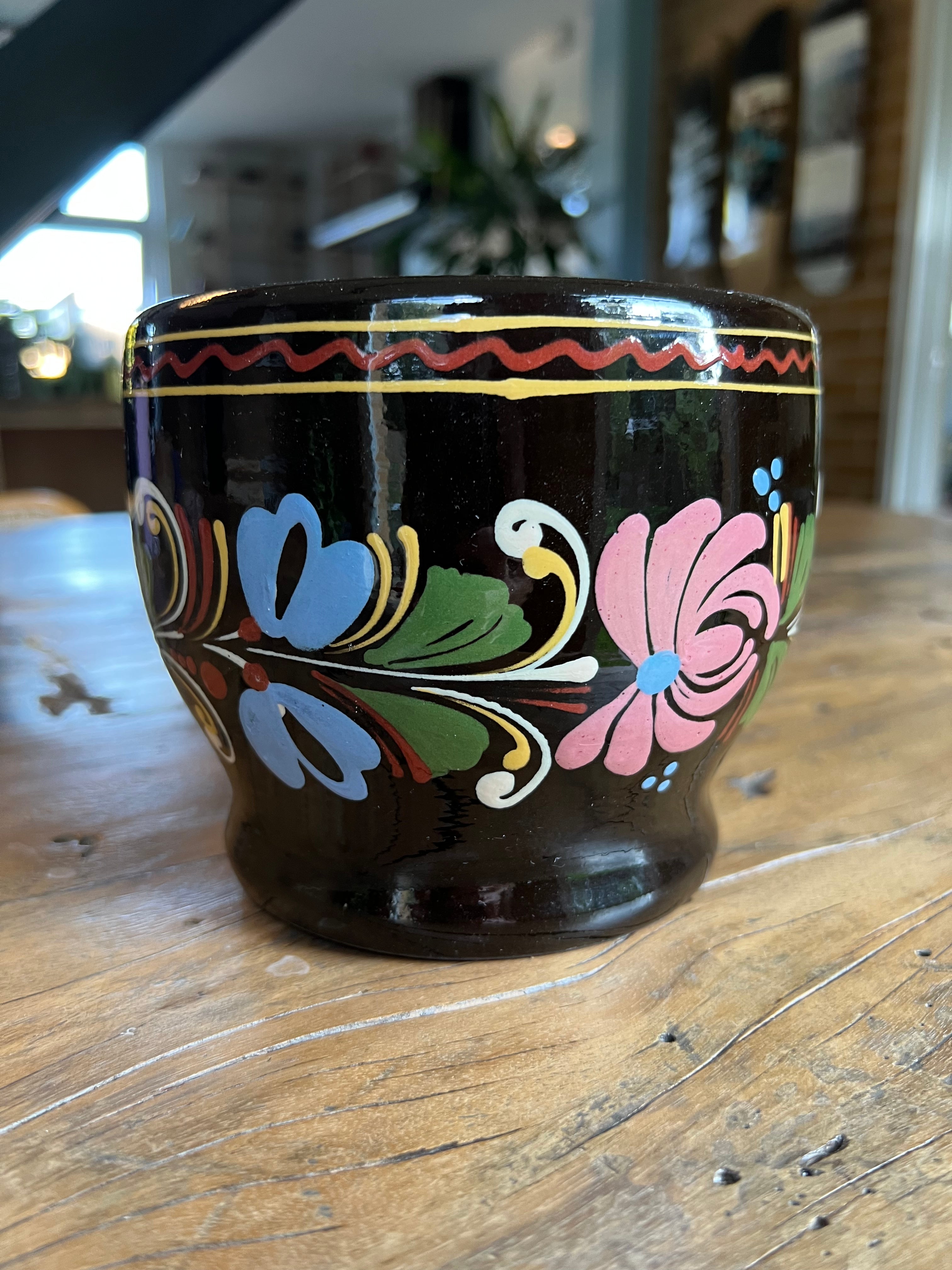 Vintage Swedish Hand-painted Pot/Planter