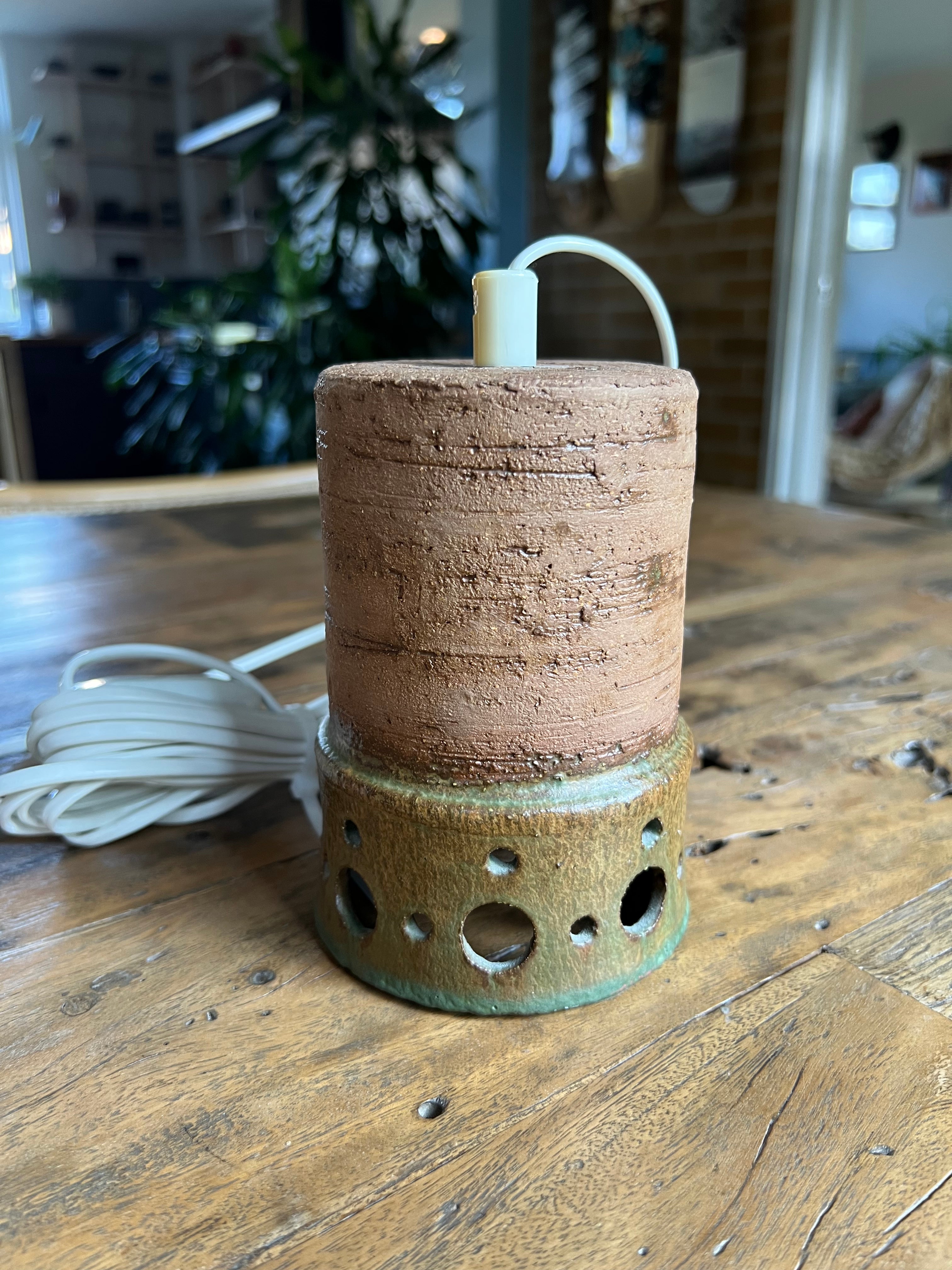 Vintage Swedish Stoneware Pendant Light, Handmade