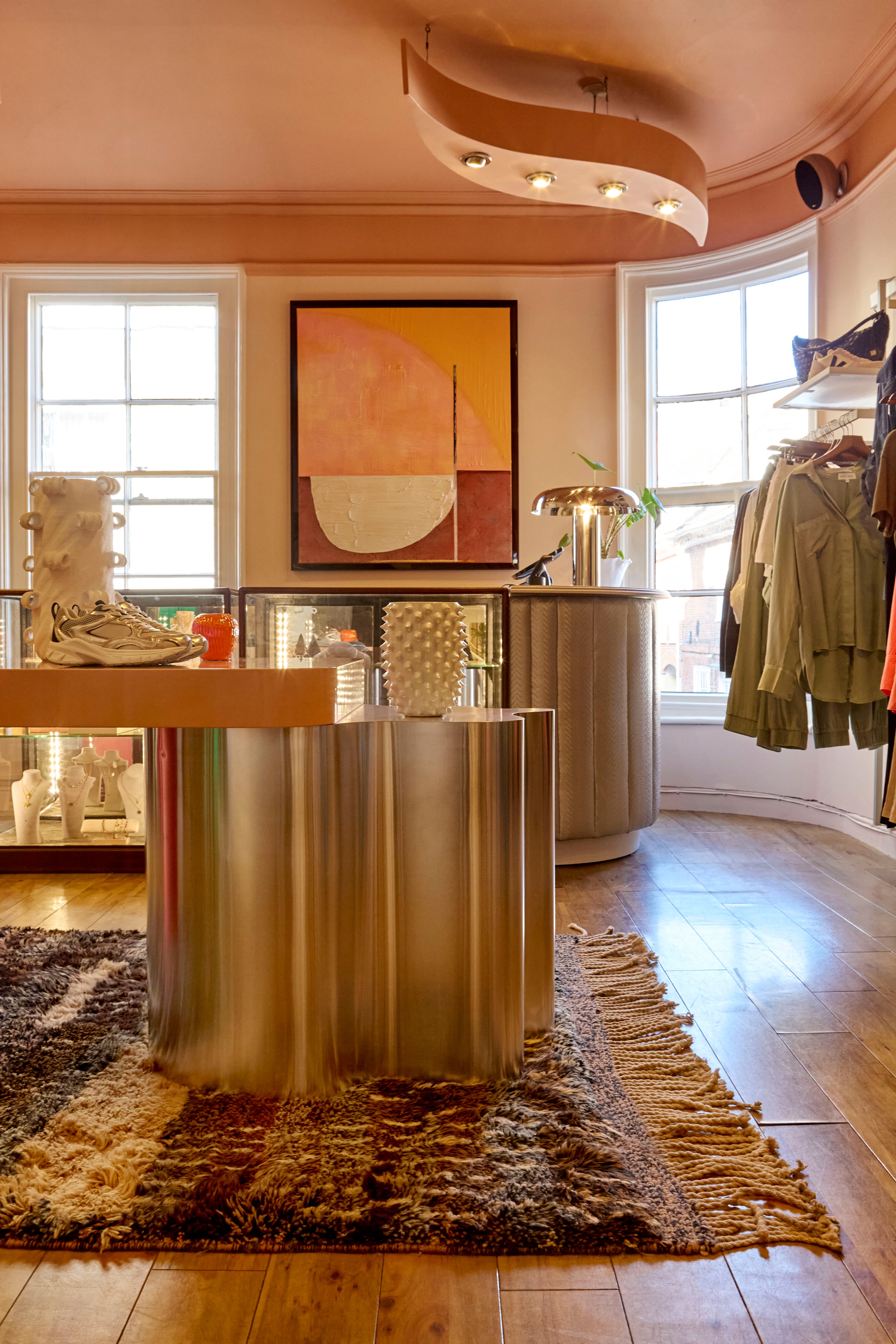 Bespoke table designed by House of Bo, made by Lark Valley. HK Living artwork, HK Living chrome lamp.