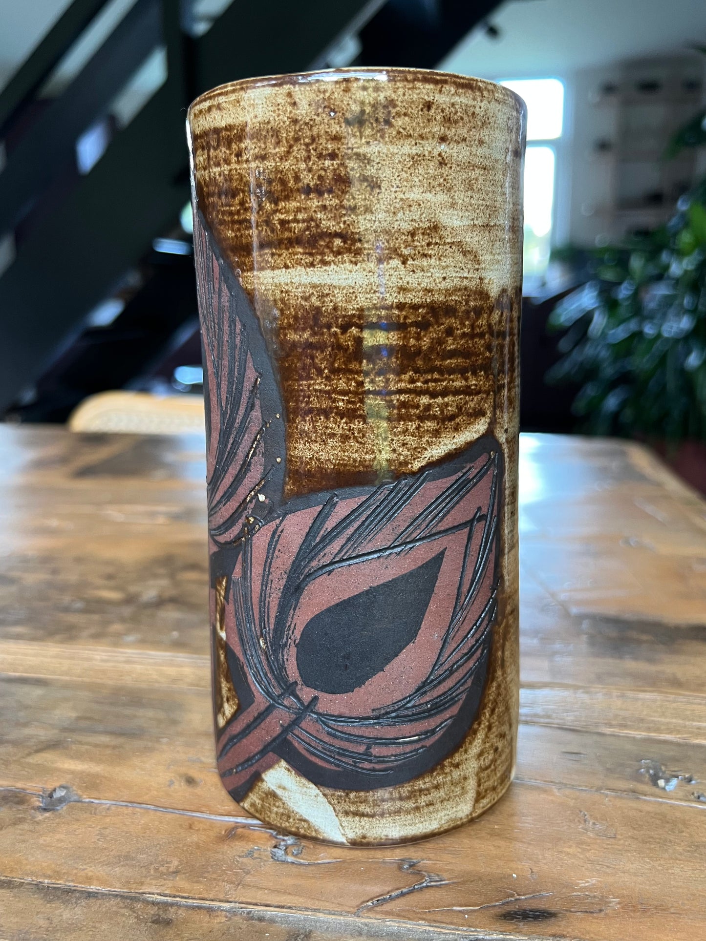 Vintage Swedish Ceramic Vase Glazed and Matt combination