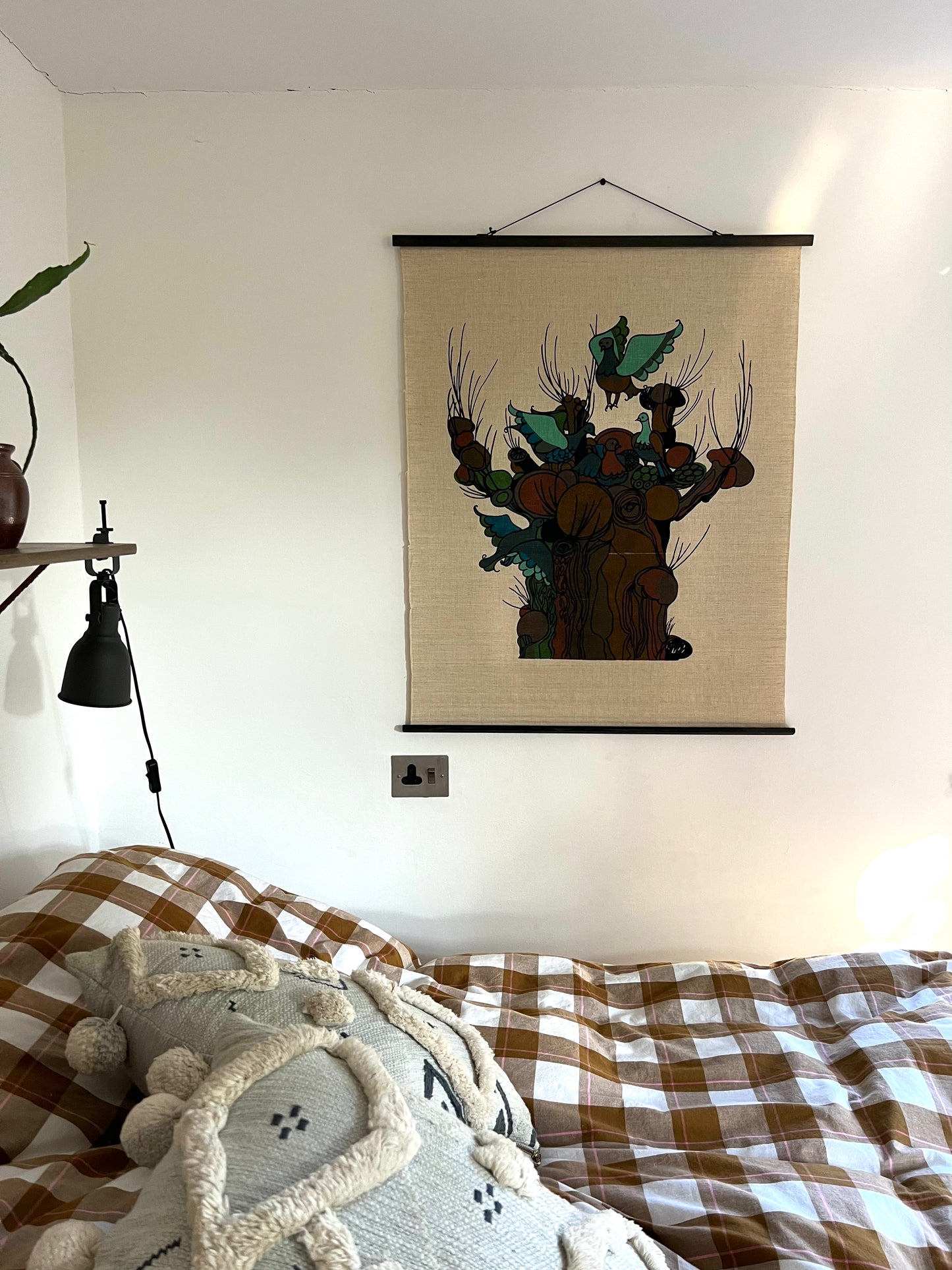 Swedish Vintage Art wall Fabric Print, 70s