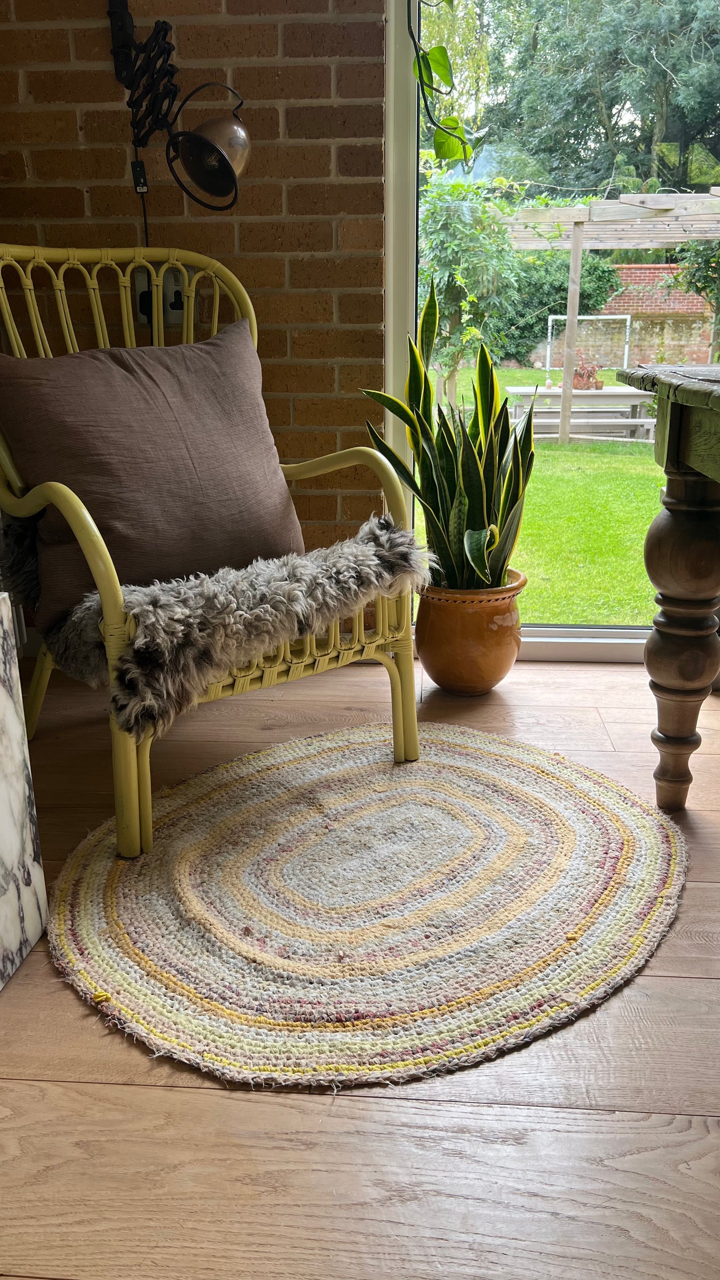 Vintage Swedish Hand-knotted Oval Rug