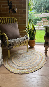 Vintage Swedish Hand-knotted Oval Rug