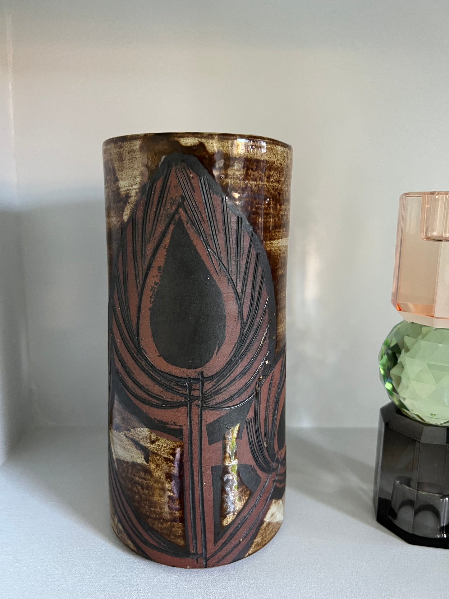 Vintage Swedish Ceramic Vase Glazed and Matt combination