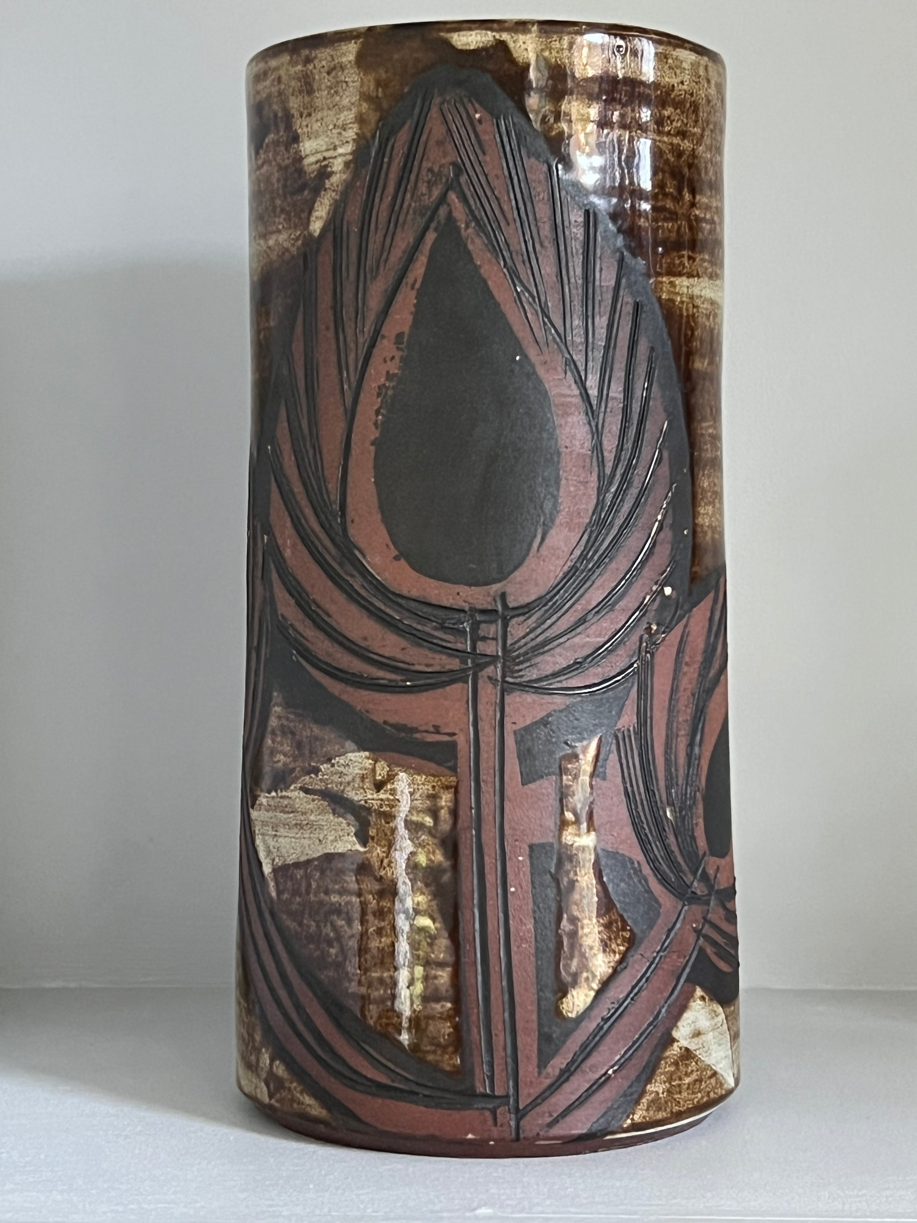 Vintage Swedish Ceramic Vase Glazed and Matt combination
