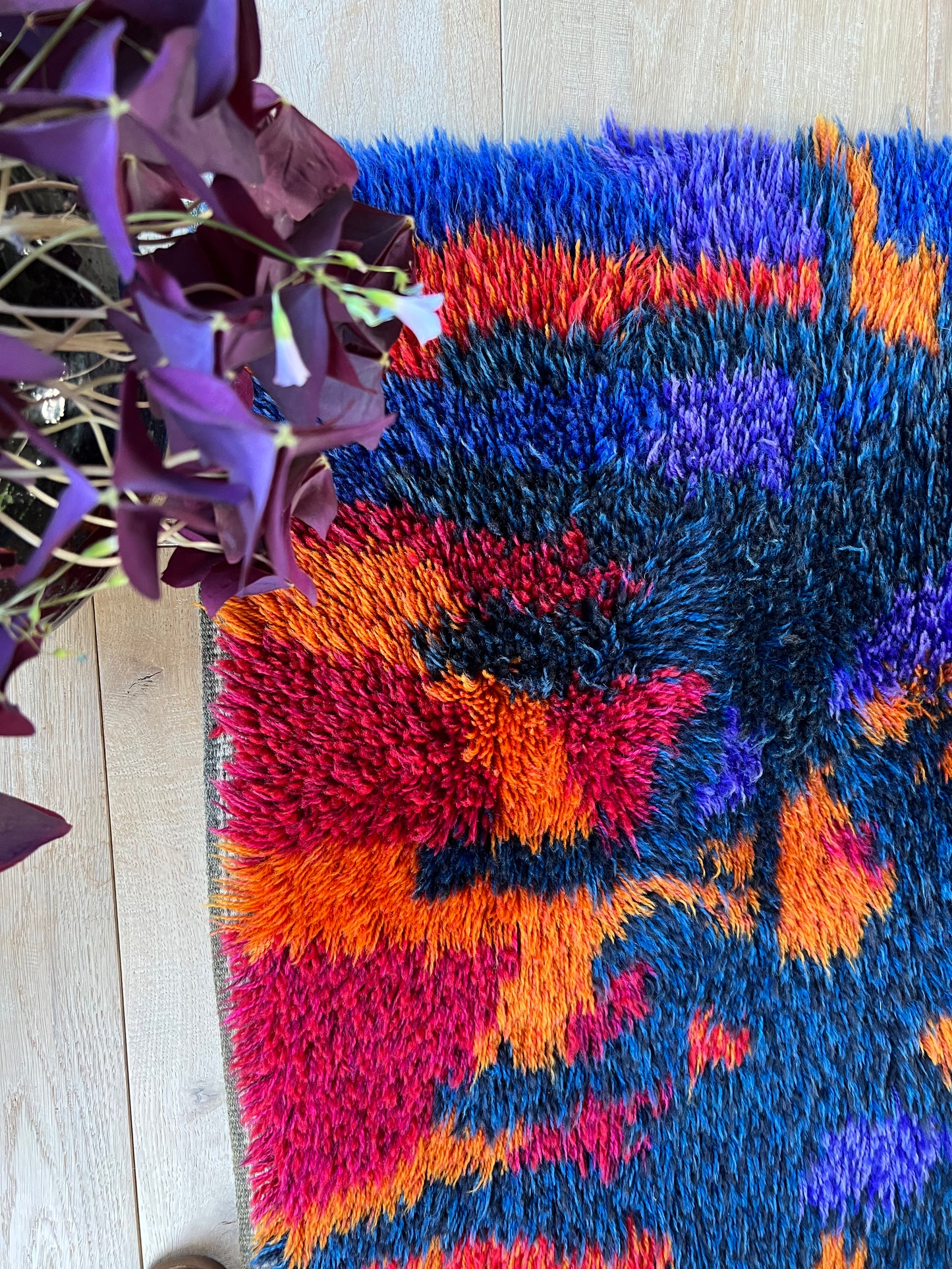 Rare Vintage Swedish Rya Matta - Rya Rug, Abstract, Wool.