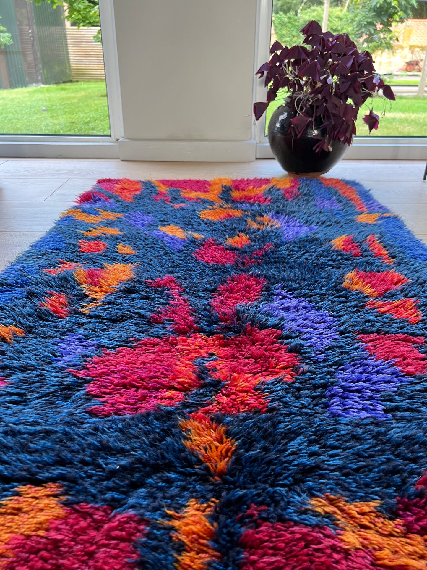 Rare Vintage Swedish Rya Matta - Rya Rug, Abstract, Wool.