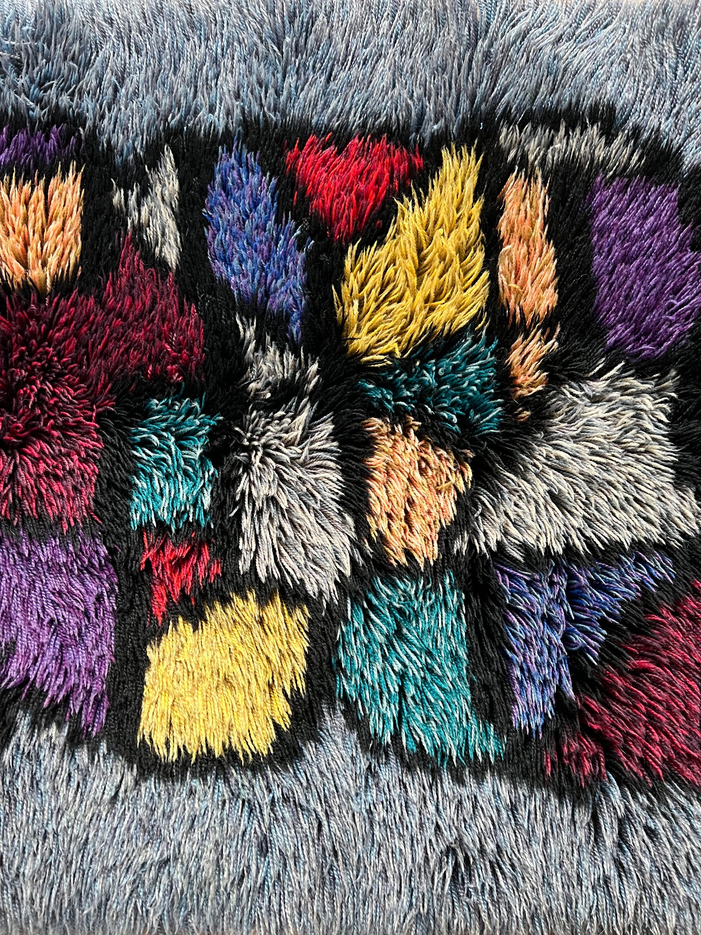 Rare Swedish Vintage Rya Matta -Rya Rug, Wool, Abstract.