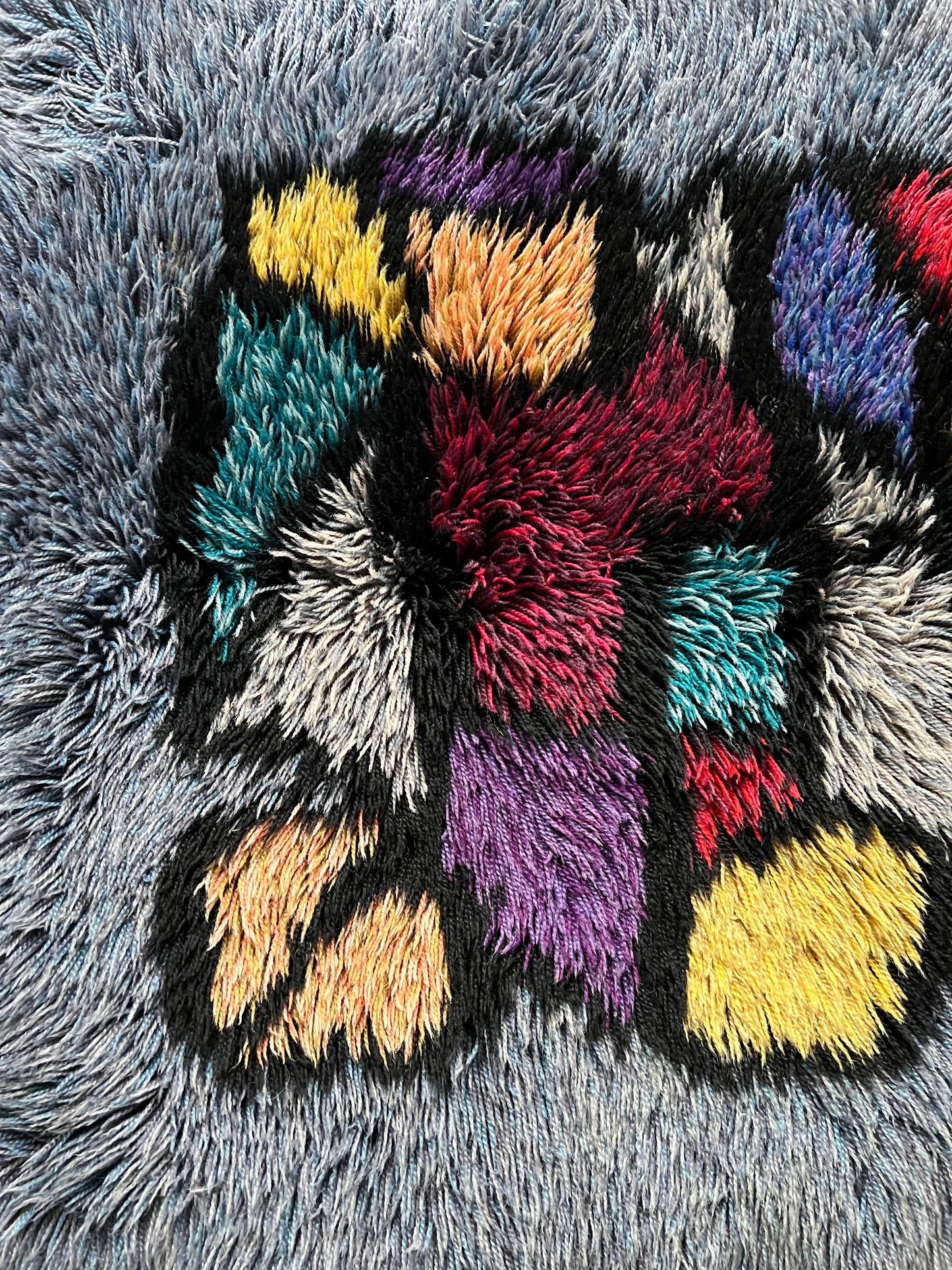 Rare Swedish Vintage Rya Matta -Rya Rug, Wool, Abstract.