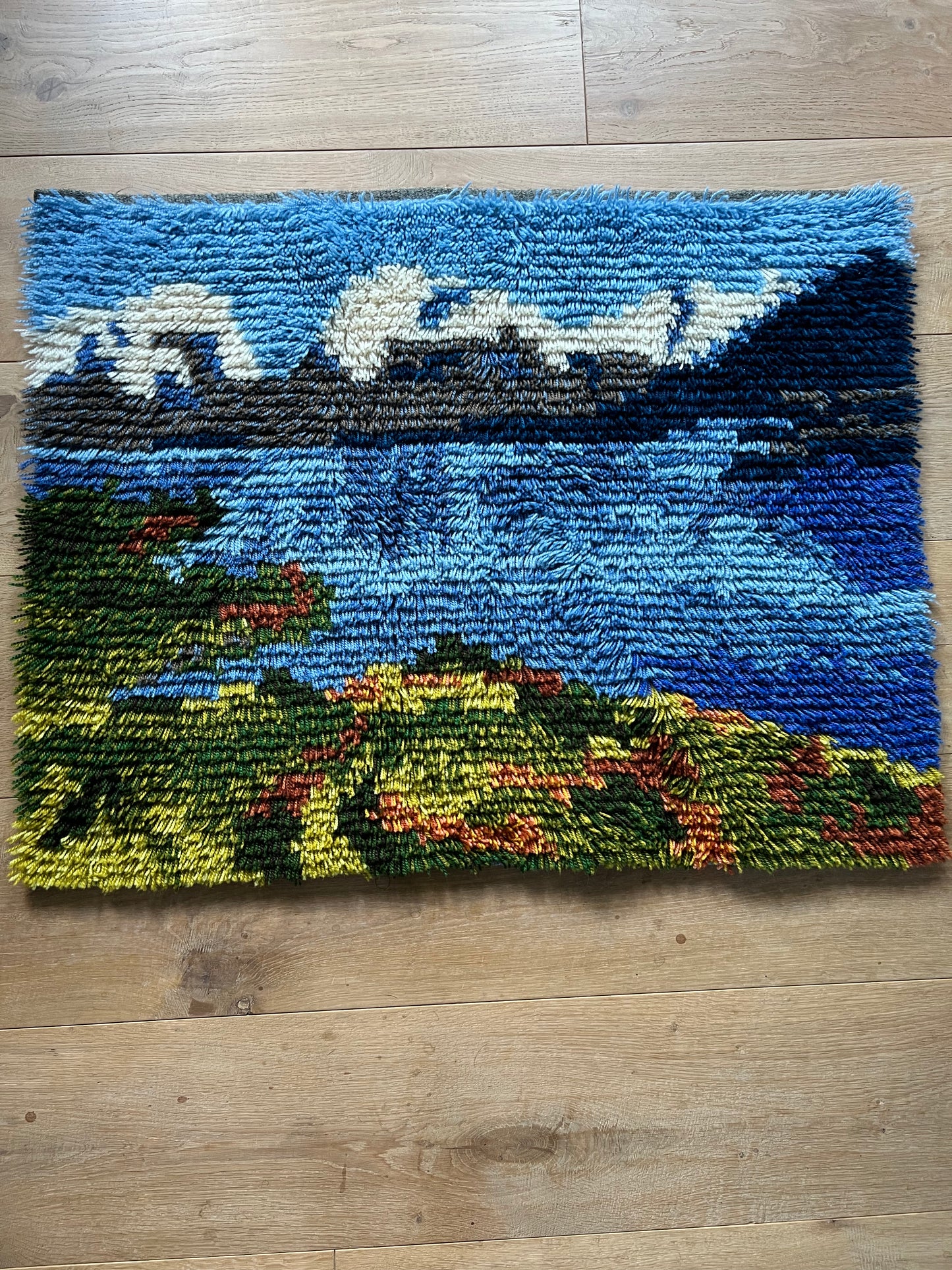 Swedish Vintage Rya Matta / Rya Rug Tapestry Wall hanging - Wall Art, Rare!