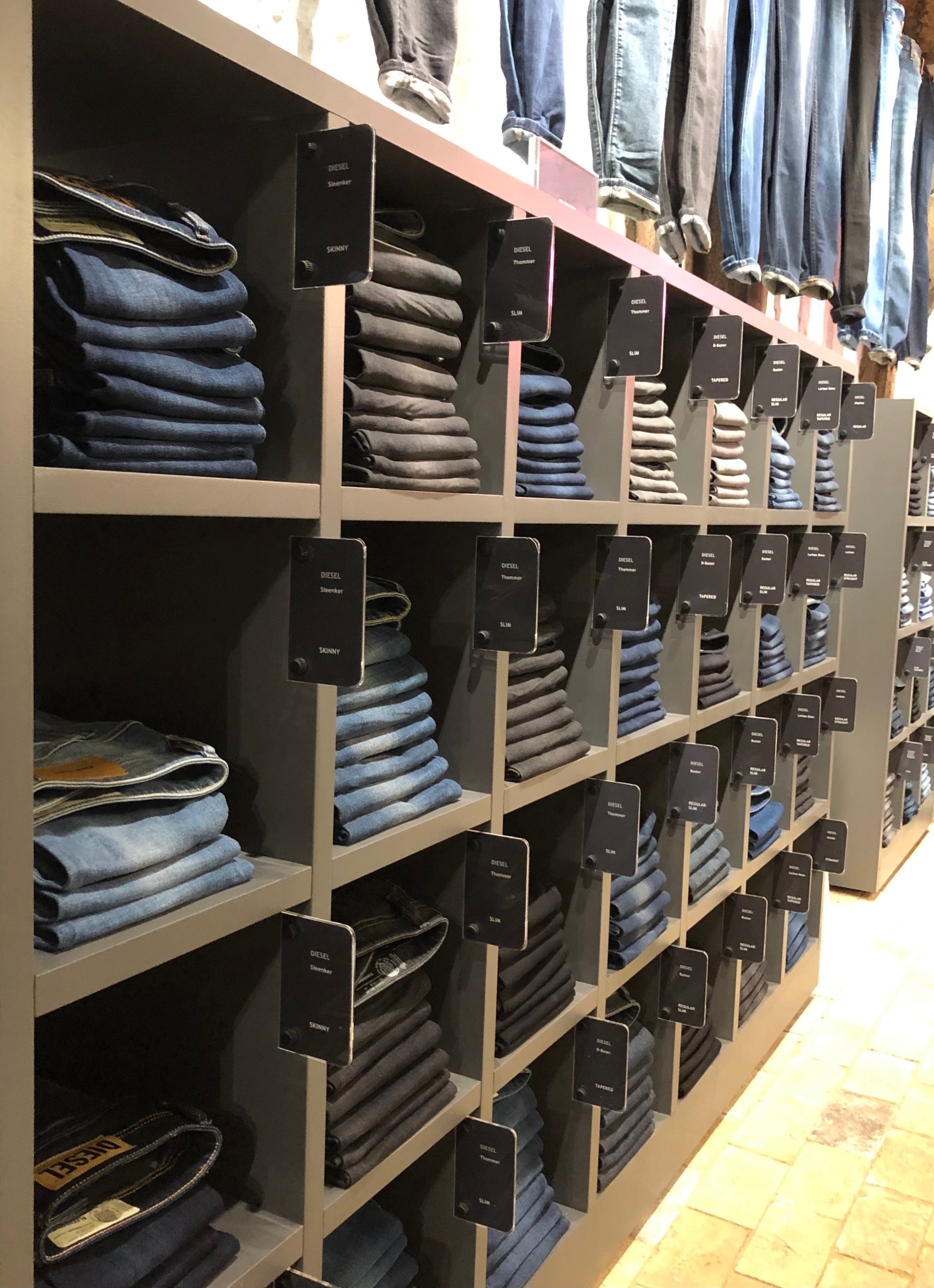 Javelin basement, shop design, denim display, jeans display, store interior design