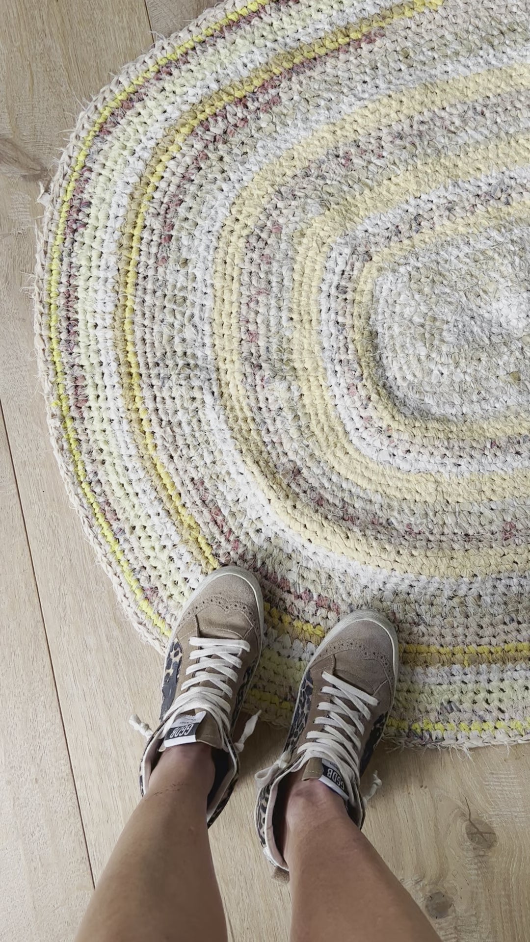 Vintage Swedish Hand-knotted Oval Rug