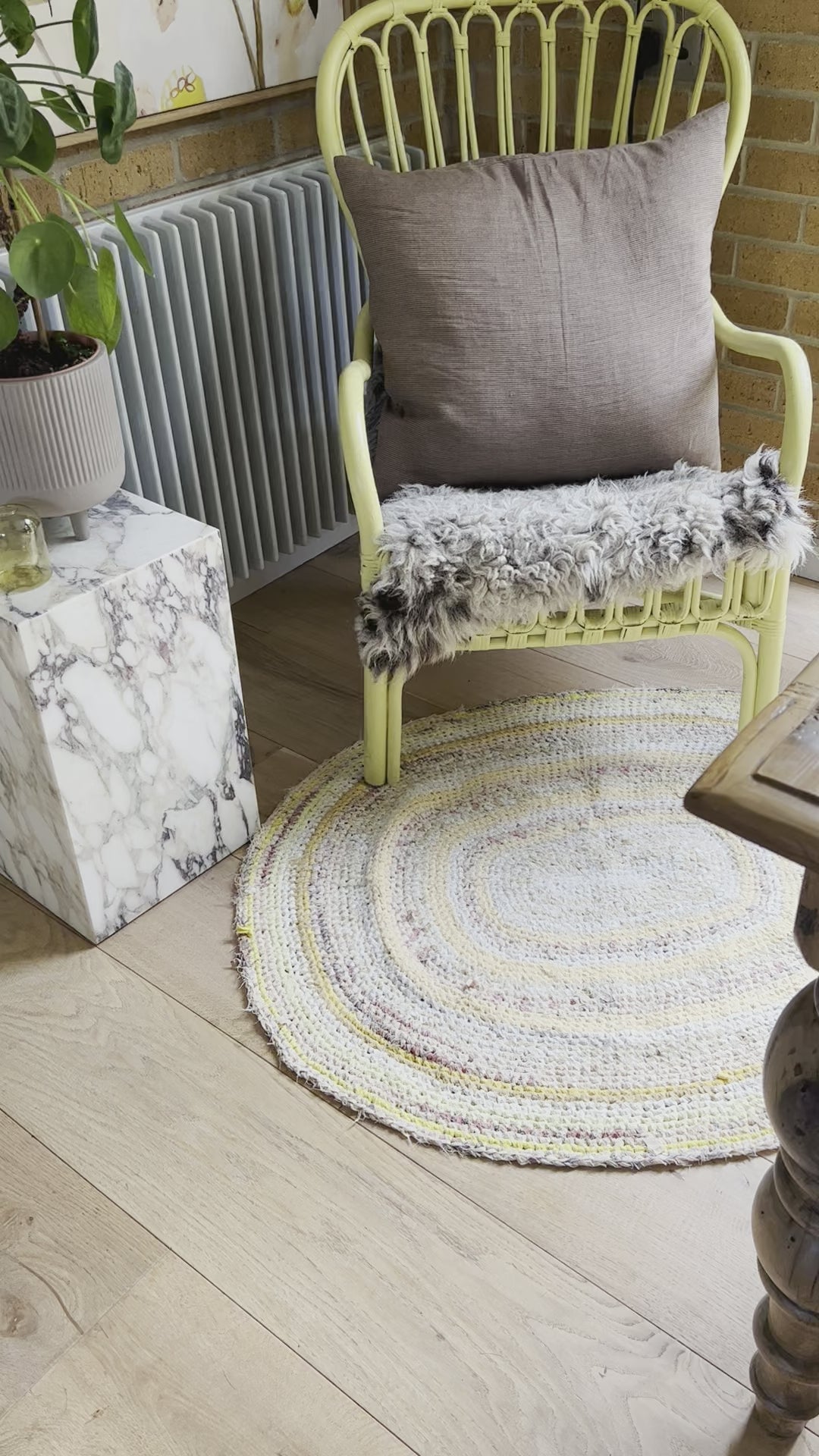 Vintage Swedish Hand-knotted Oval Rug