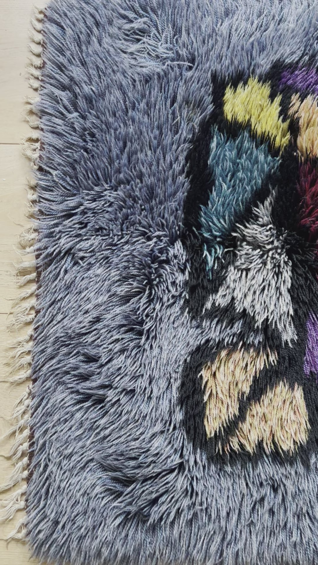 Rare Swedish Vintage Rya Matta -Rya Rug, Wool, Abstract.