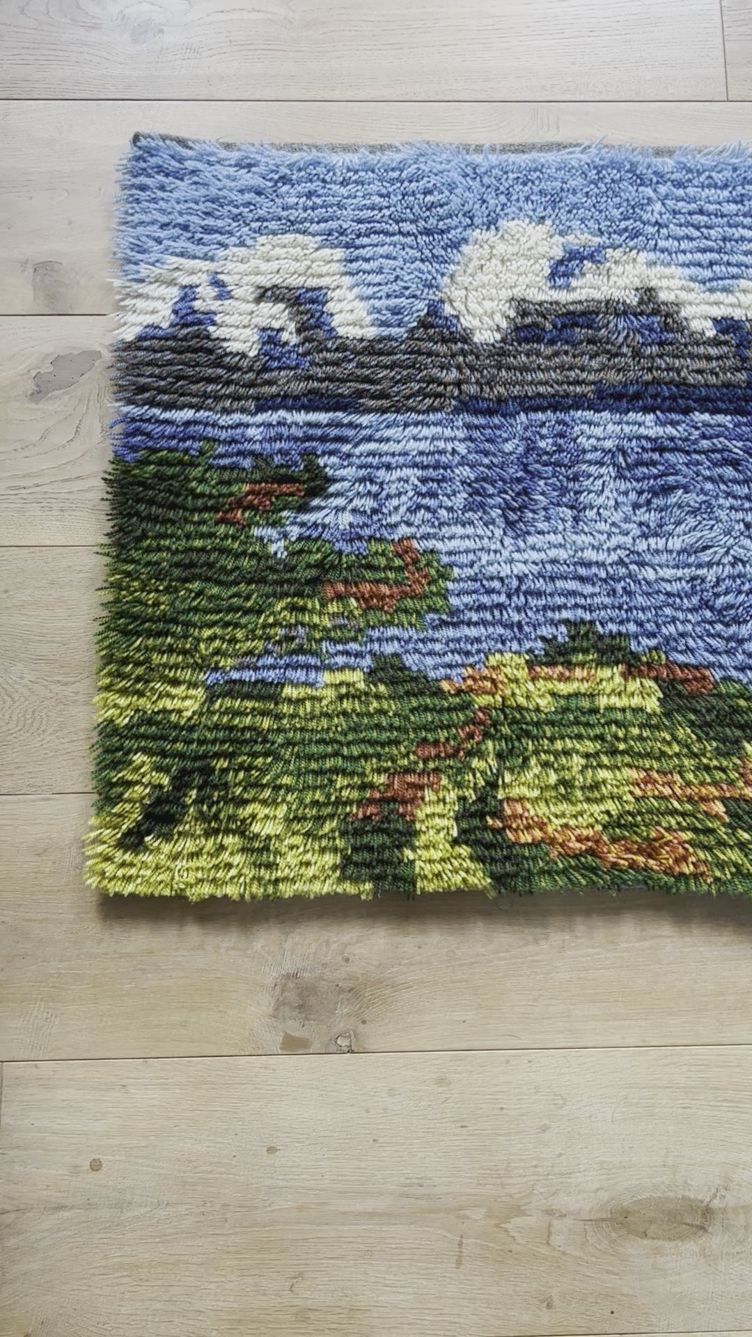 Swedish Vintage Rya Matta / Rya Rug Tapestry Wall hanging - Wall Art, Rare!