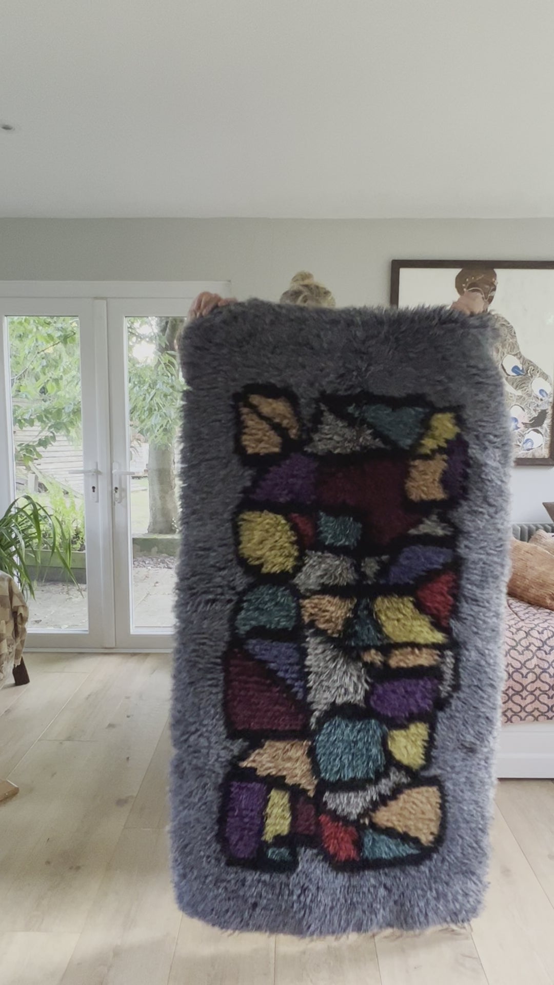 Rare Swedish Vintage Rya Matta -Rya Rug, Wool, Abstract.