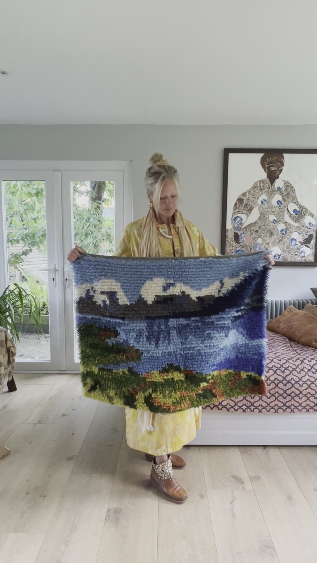 Swedish Vintage Rya Matta / Rya Rug Tapestry Wall hanging - Wall Art, Rare!