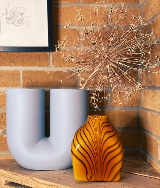 1970s Tiger Stripe Murano Glass Vase