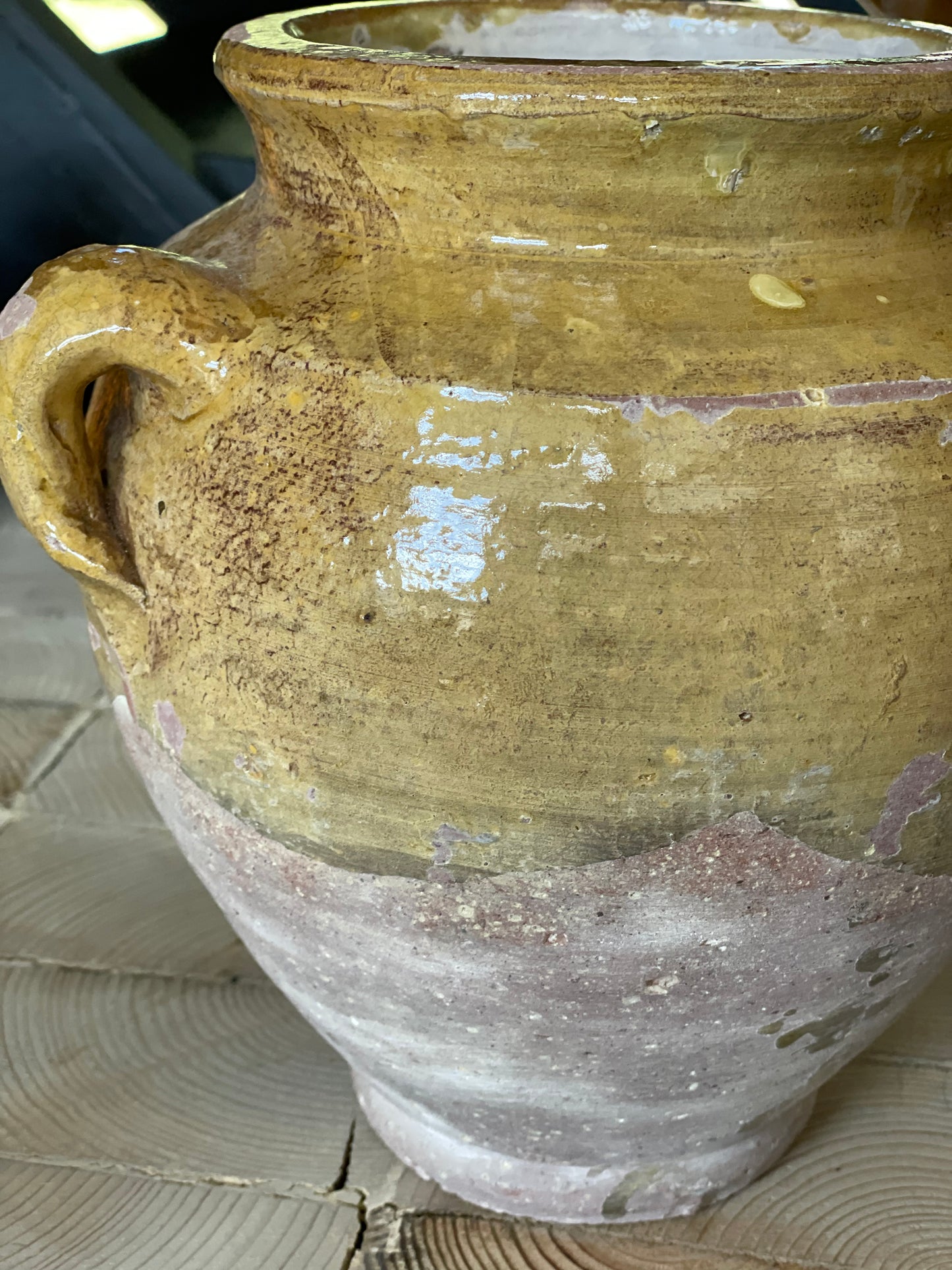 Nut Oil Glazed Pot, Pale Creamy Mustard