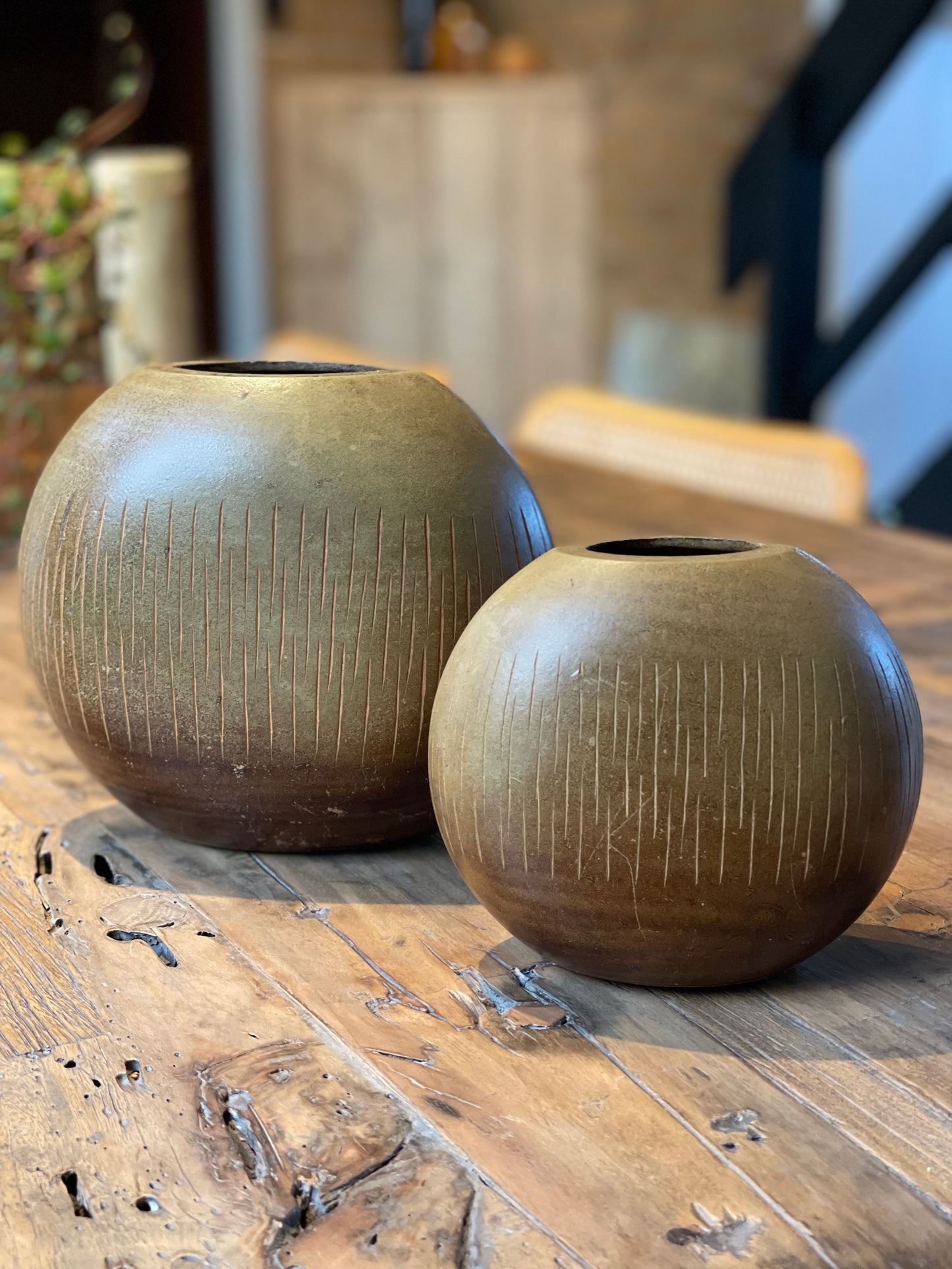 Vintage Bamboo Vases, Set of Two