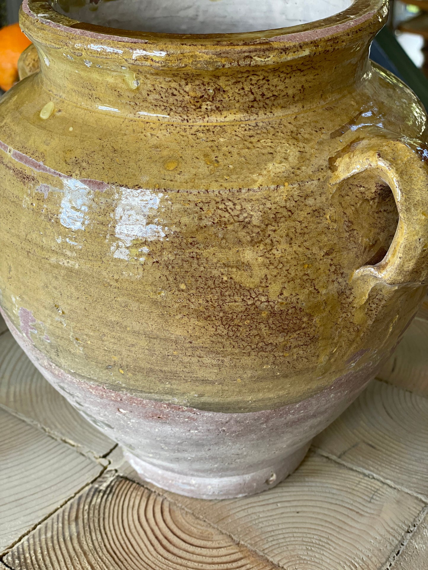 Nut Oil Glazed Pot, Pale Creamy Mustard
