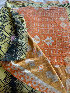 Vintage Indian Kantha Throw