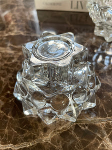 A set of French vintage glass candle holders