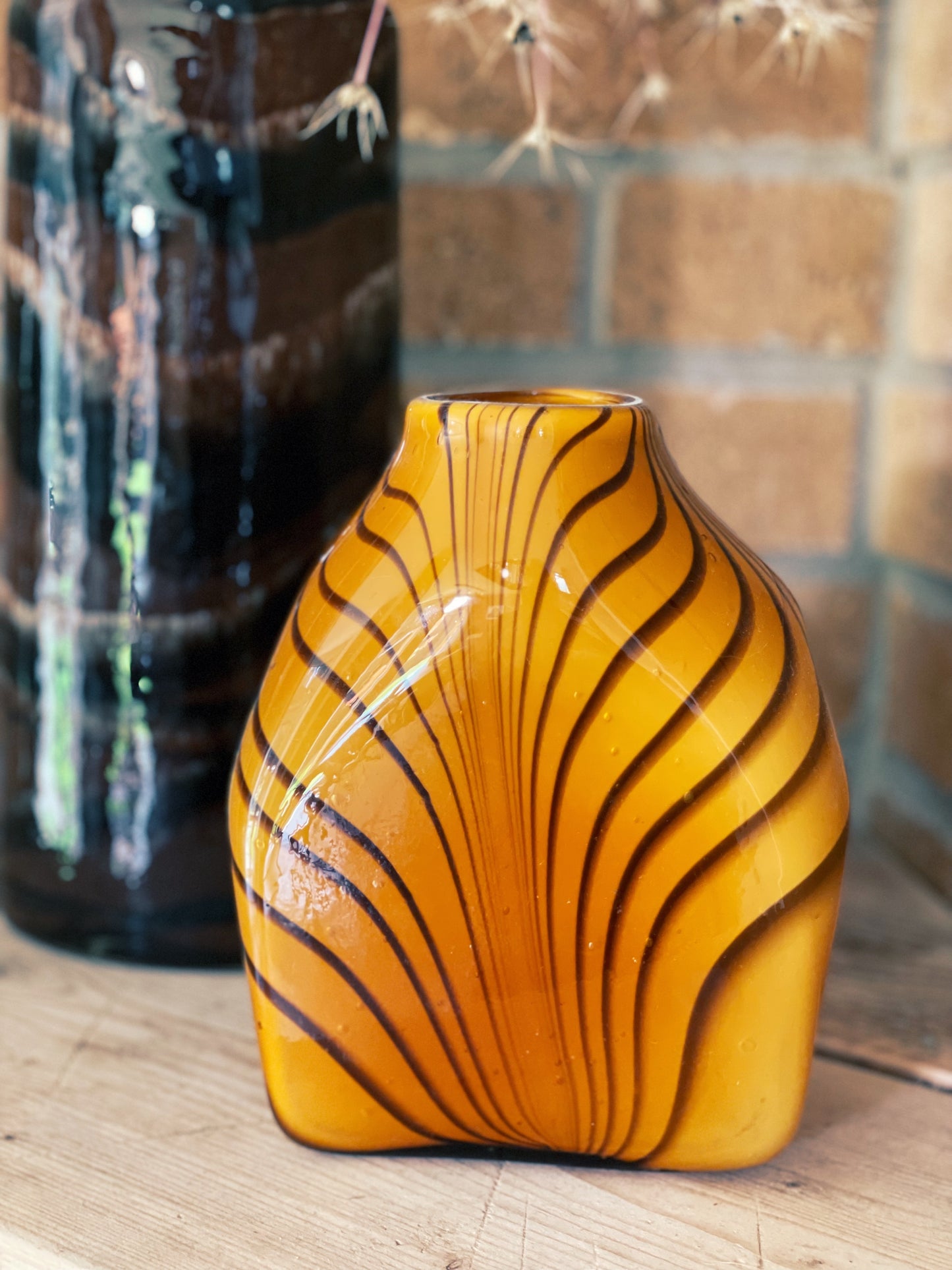 1970s Tiger Stripe Murano Glass Vase