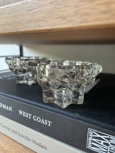 A set of French vintage glass candle holders