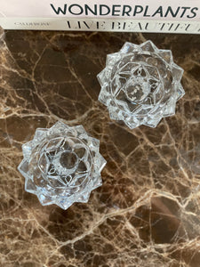A set of French vintage glass candle holders
