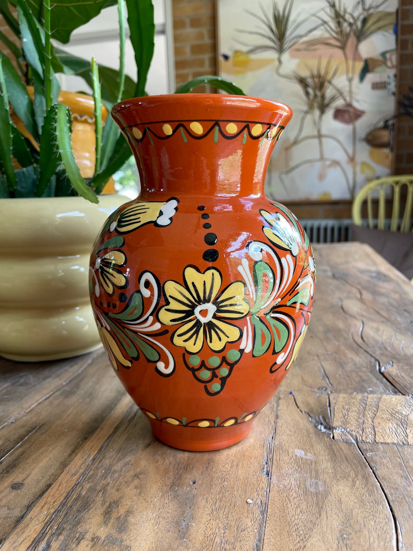 Vintage Swedish Unique Hand-painted Vase