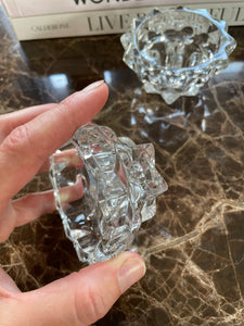 A set of French vintage glass candle holders